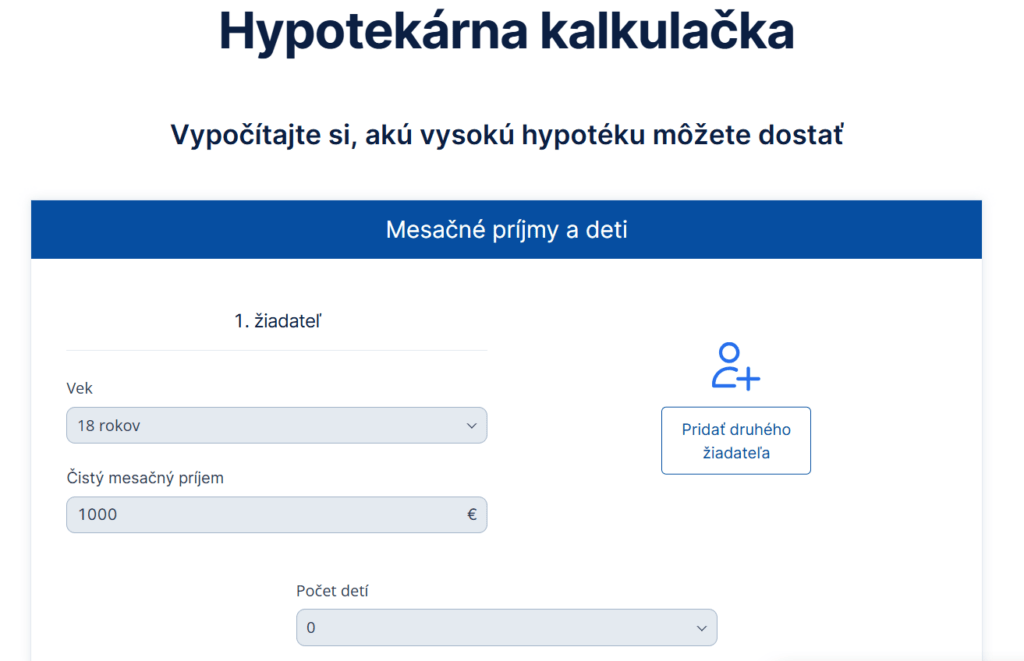 Hypotek rna Kalkula ka SLSP V B A Podmienky IFinancie sk