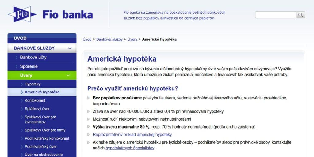Fio banka americká hypotéka