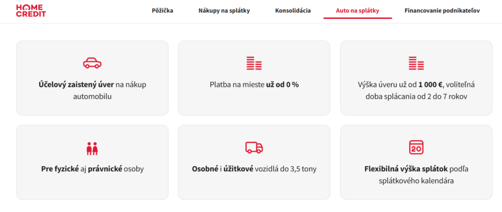 home credit auto na splatky