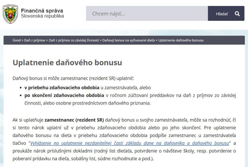 Kedy chodí daňový bonus