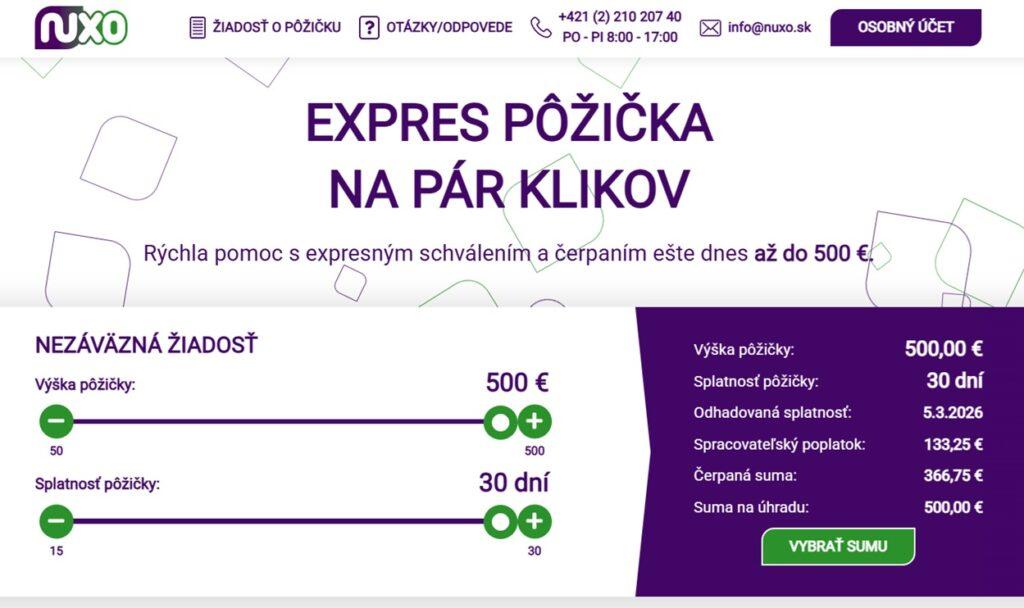 webová stránka nuxo