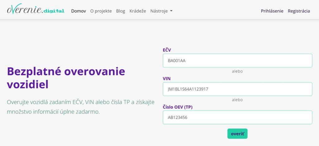majiteľ vozidla podľa ŠPZ zdarma