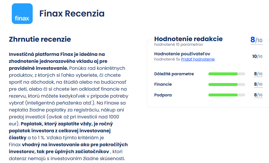 finax recenzie