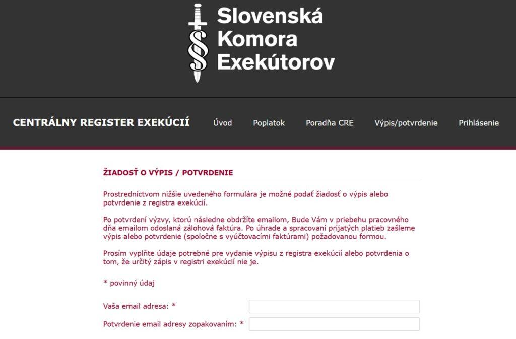 Centrálny register exekúcií zdarma
