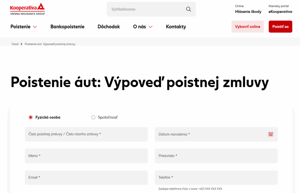 kooperativa vypoved pzp