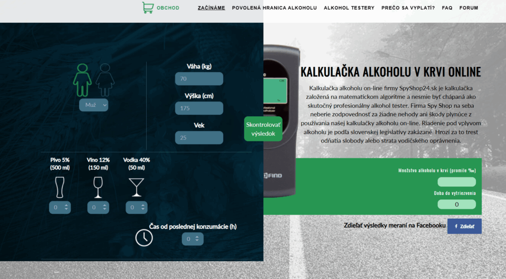 alkoholická kalkulačka
