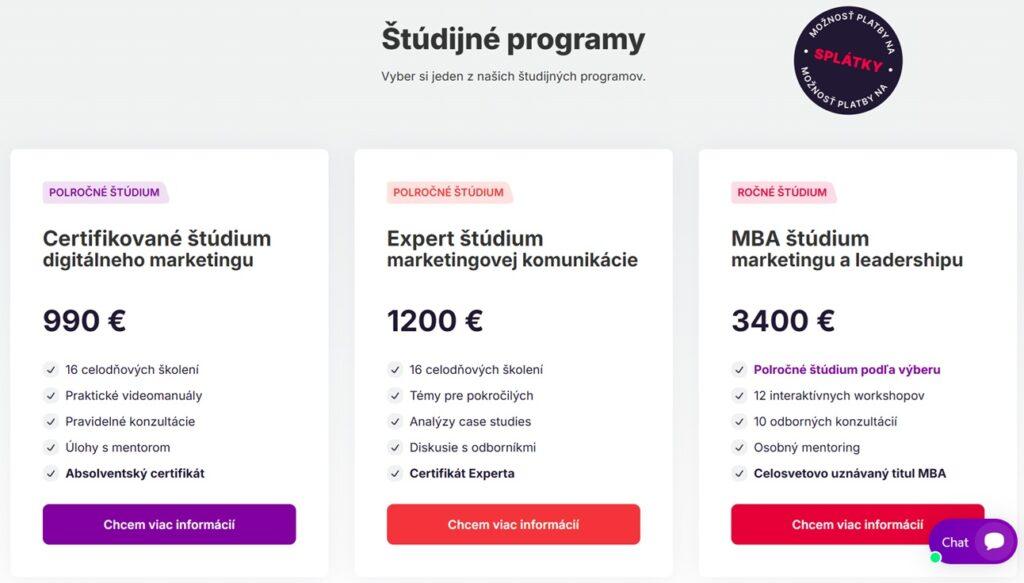 digitálna univerzita študijné programy