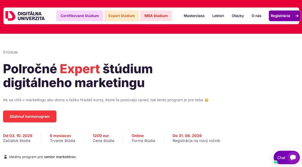 digitálna univerzita študijný program